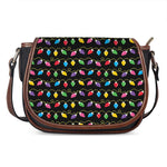 Pixel Christmas Lights Print Saddle Bag
