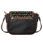 Pixel Christmas Lights Print Saddle Bag