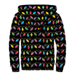 Pixel Christmas Lights Print Sherpa Lined Zip Up Hoodie