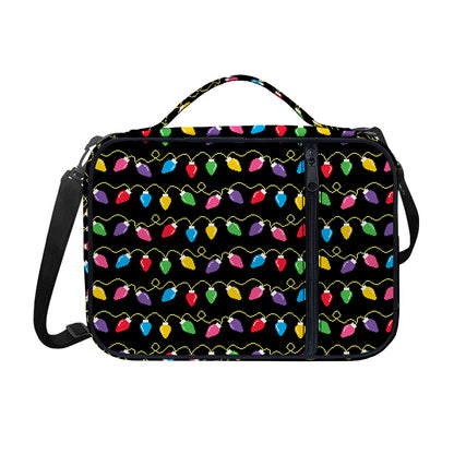 Pixel Christmas Lights Print Shoulder Strap Bible Bag