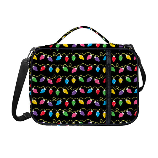 Pixel Christmas Lights Print Shoulder Strap Bible Bag