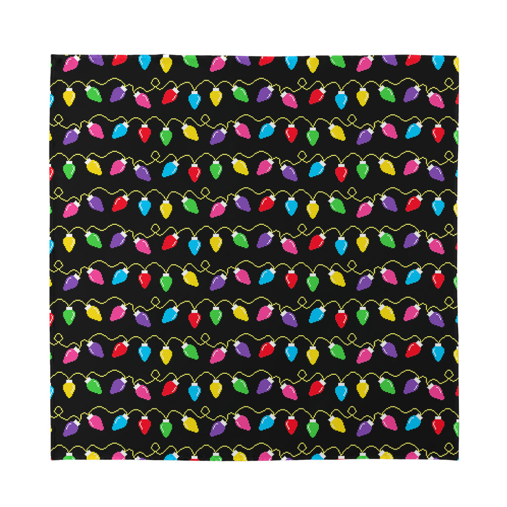 Pixel Christmas Lights Print Silk Bandana