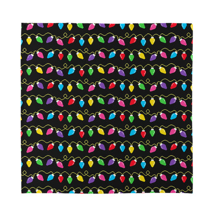 Pixel Christmas Lights Print Silk Bandana