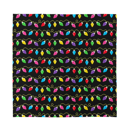 Pixel Christmas Lights Print Silk Bandana
