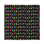 Pixel Christmas Lights Print Silk Bandana