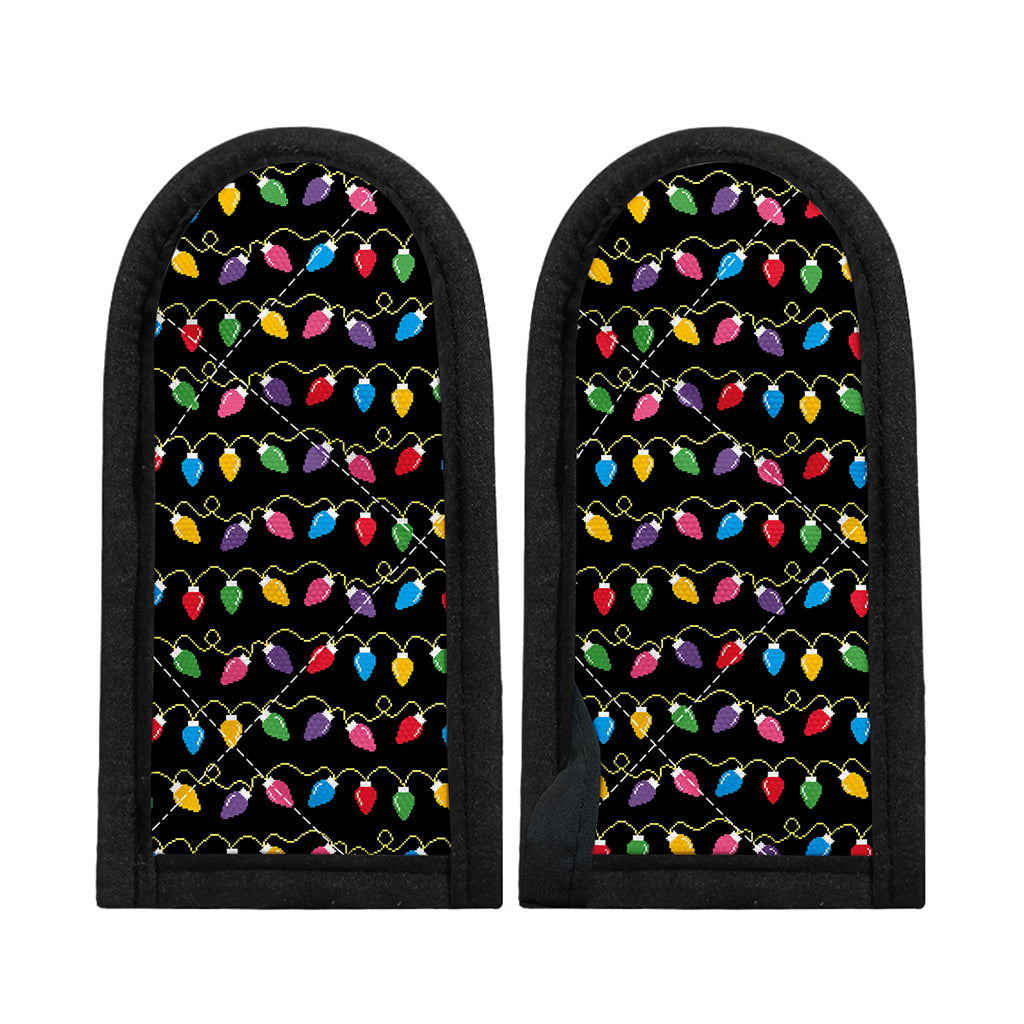 Pixel Christmas Lights Print Skillet Handle Cover