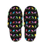 Pixel Christmas Lights Print Slippers
