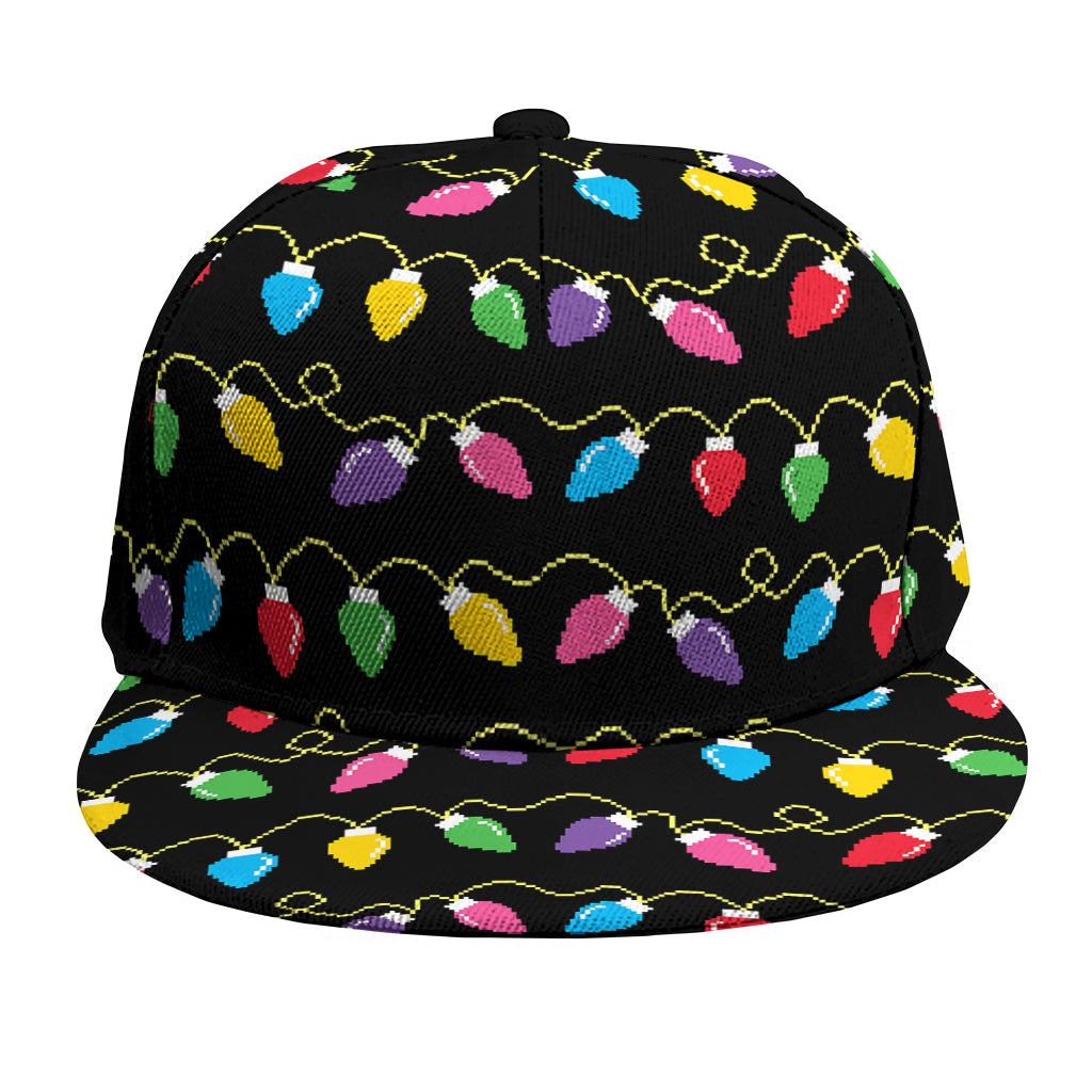 Pixel Christmas Lights Print Snapback Cap
