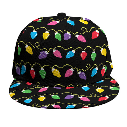 Pixel Christmas Lights Print Snapback Cap