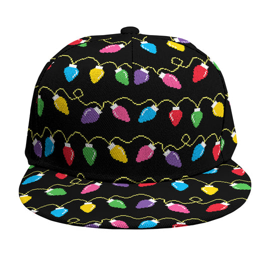 Pixel Christmas Lights Print Snapback Cap
