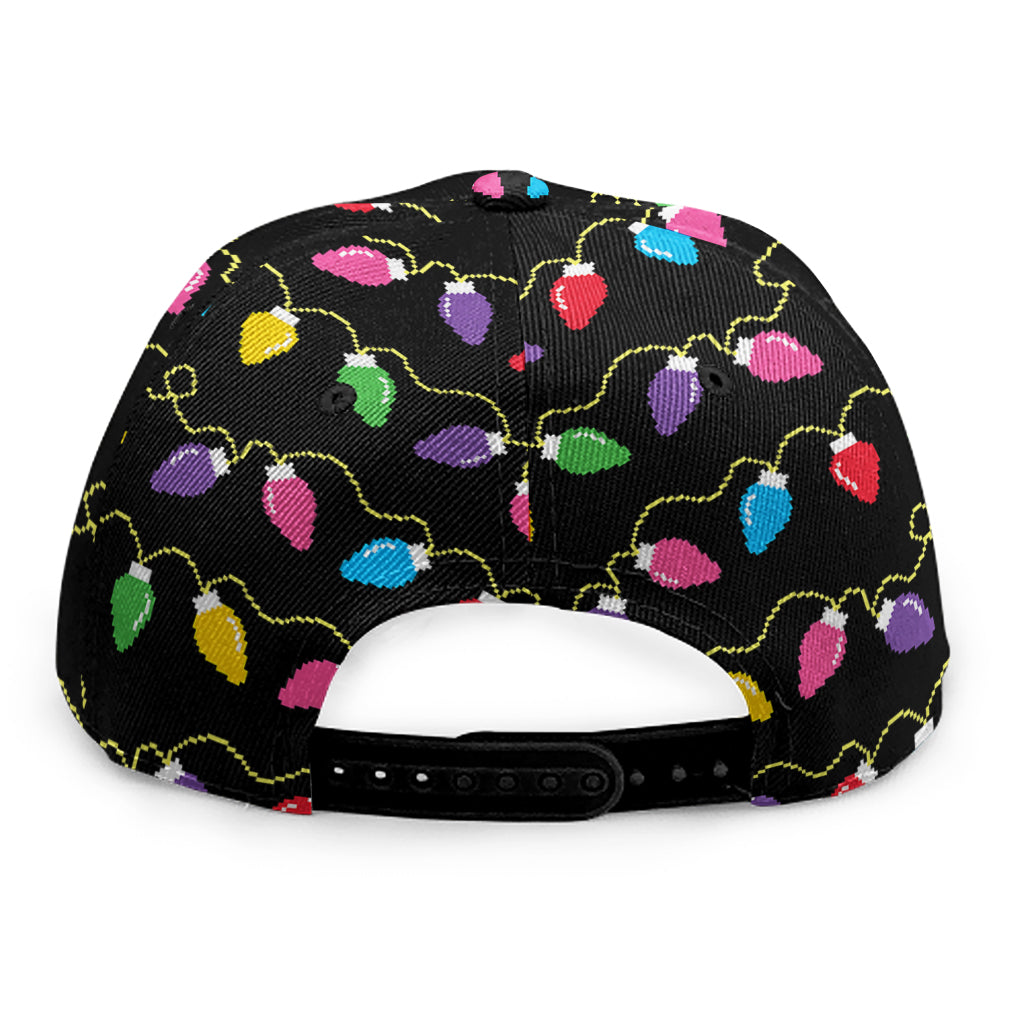 Pixel Christmas Lights Print Snapback Cap