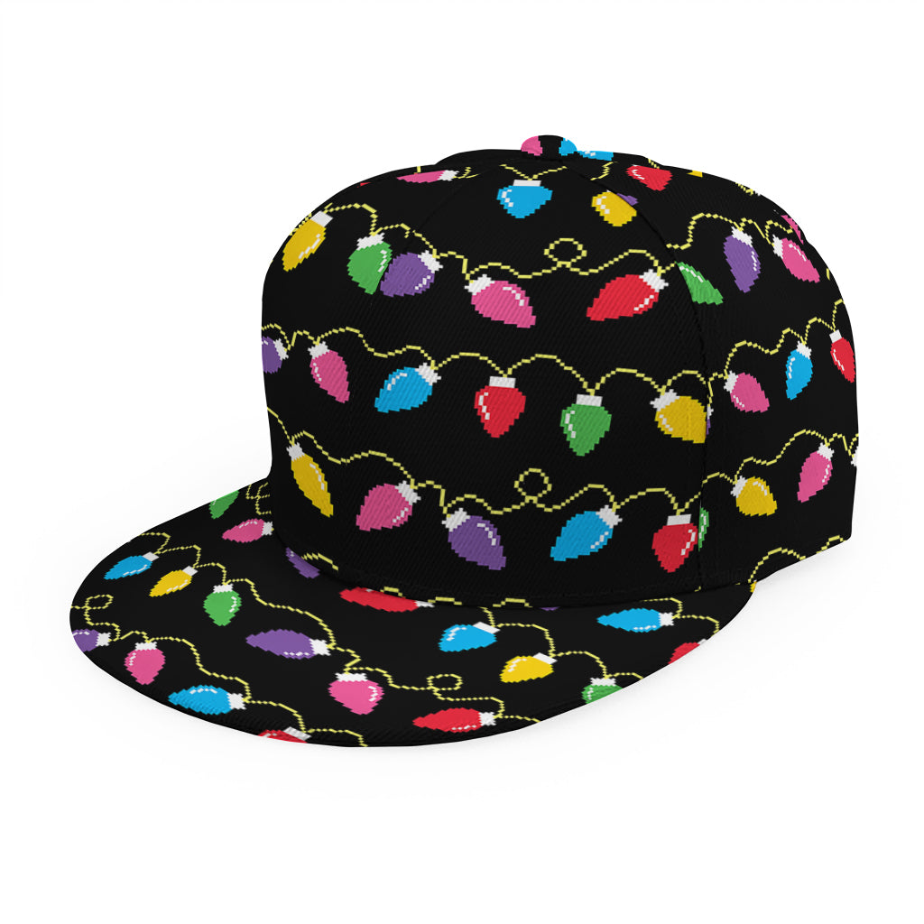 Pixel Christmas Lights Print Snapback Cap