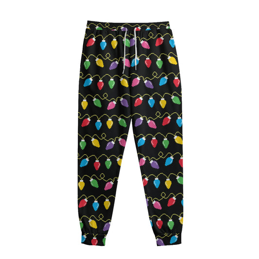 Pixel Christmas Lights Print Sweatpants