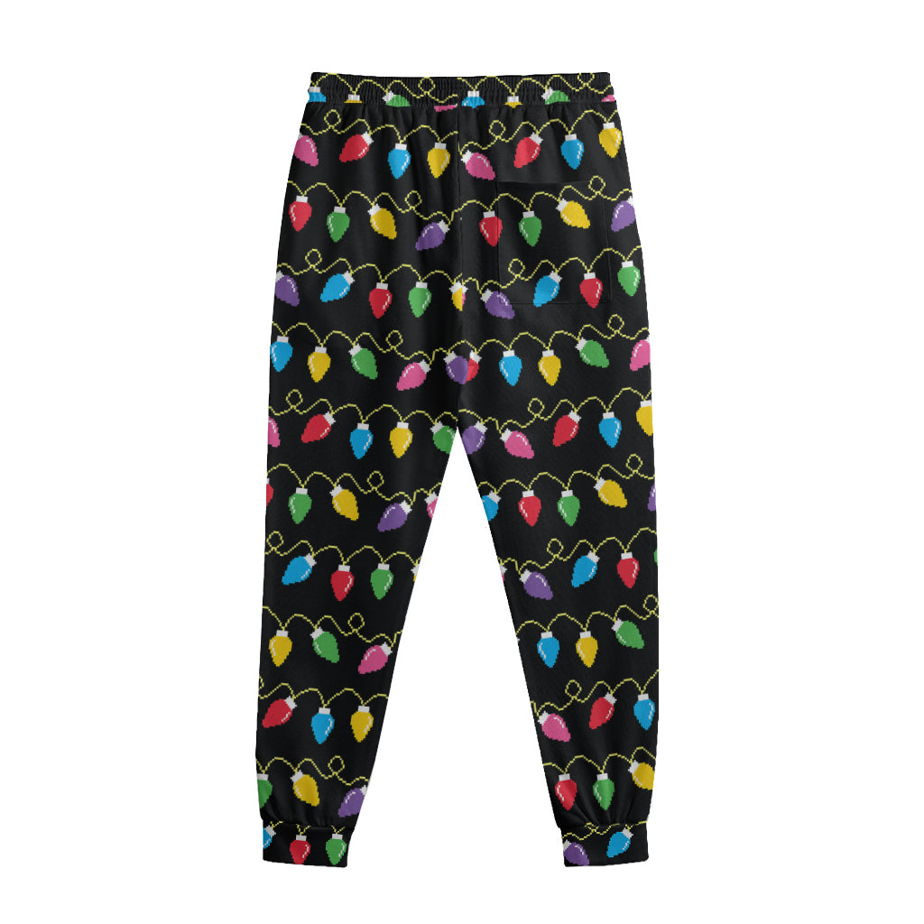 Pixel Christmas Lights Print Sweatpants