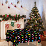 Pixel Christmas Lights Print Tablecloth