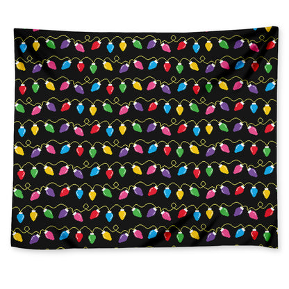 Pixel Christmas Lights Print Tapestry