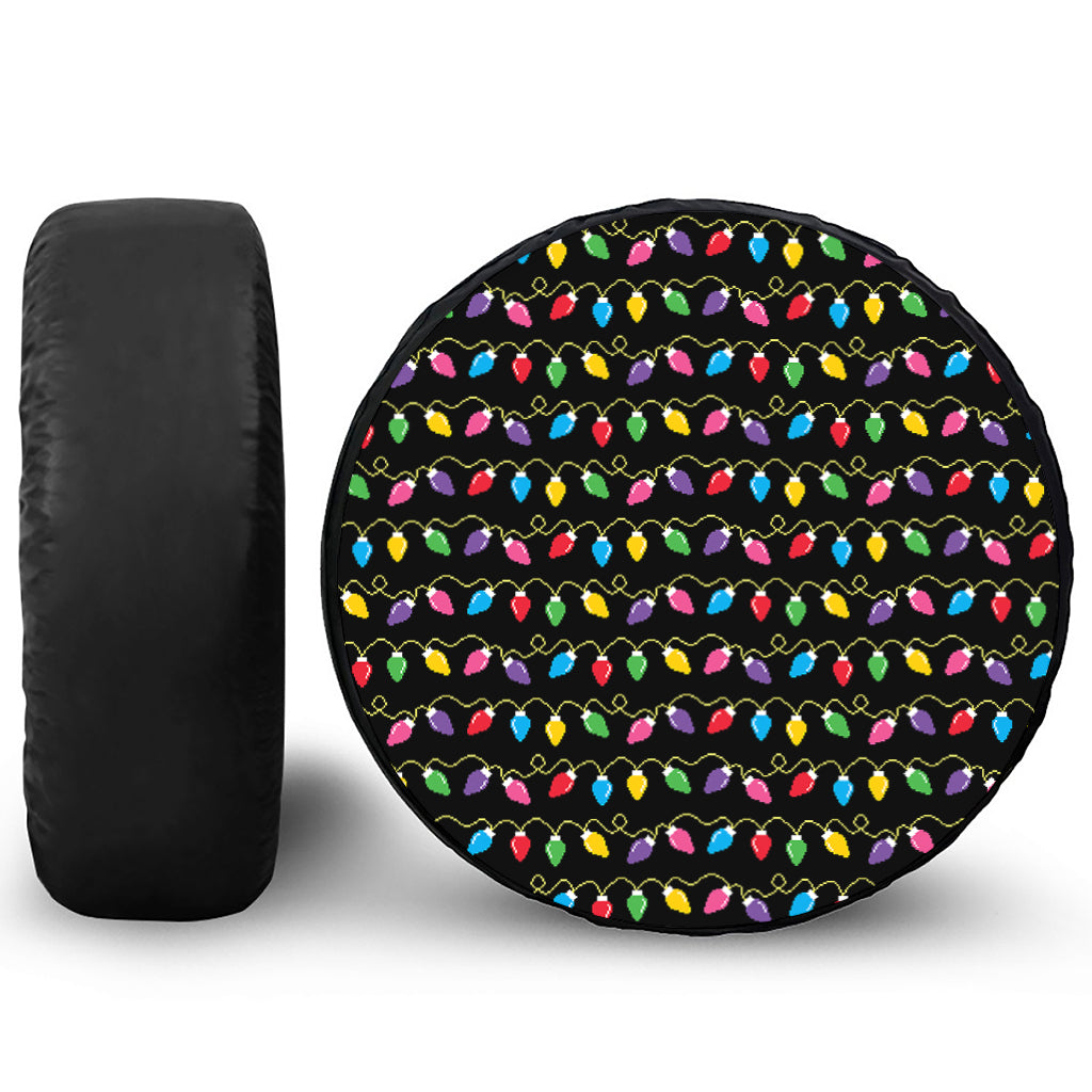 Pixel Christmas Lights Print Tire Cover