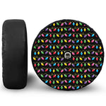 Pixel Christmas Lights Print Tire Cover With Camera Hole