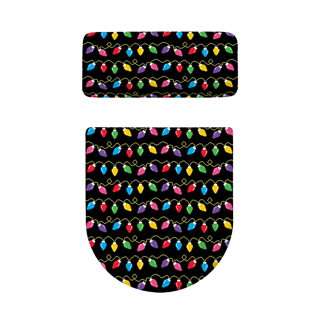 Pixel Christmas Lights Print Toilet Lid And Tank Cover Set