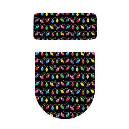 Pixel Christmas Lights Print Toilet Lid And Tank Cover Set