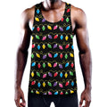 Pixel Christmas Lights Print Men's Workout Tank Top