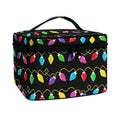 Pixel Christmas Lights Print Travel Makeup Bag