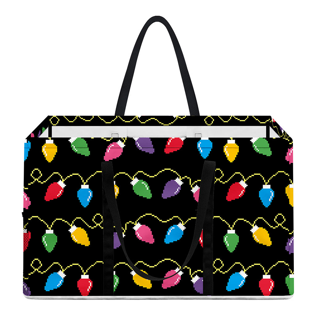 Pixel Christmas Lights Print Utility Tote Bag