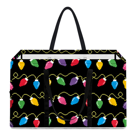 Pixel Christmas Lights Print Utility Tote Bag