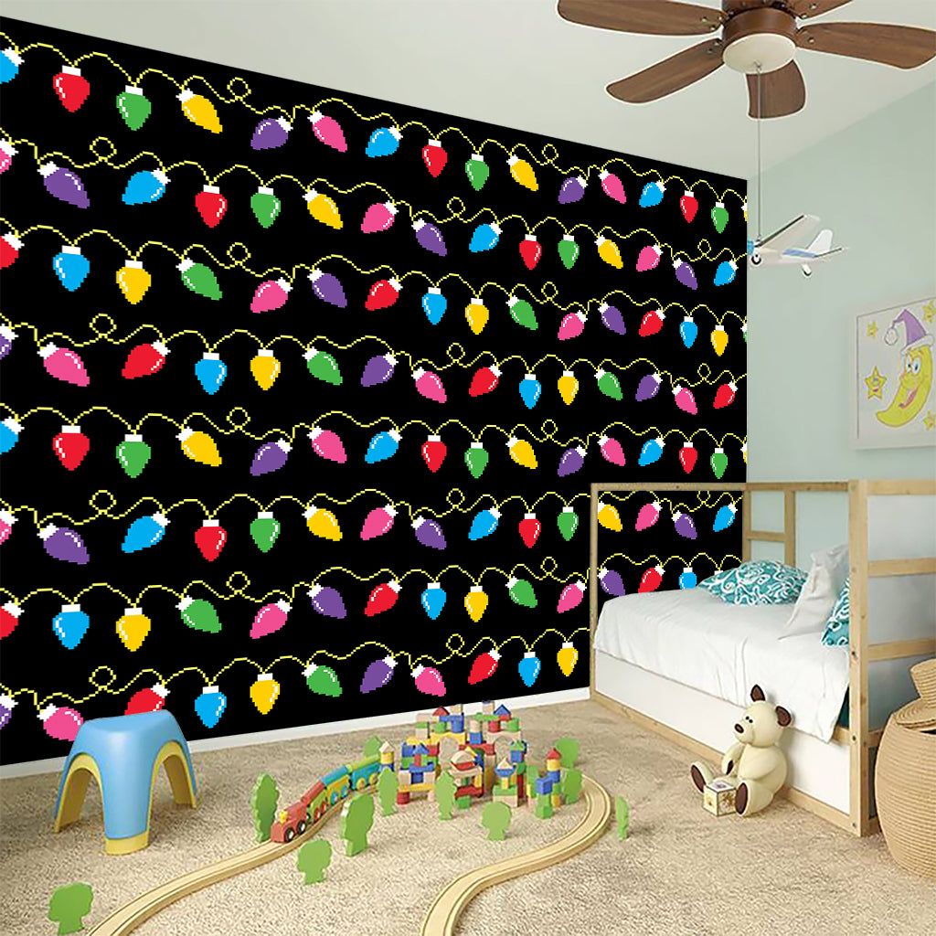 Pixel Christmas Lights Print Wall Sticker