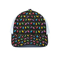 Pixel Christmas Lights Print White Mesh Trucker Hat