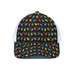 Pixel Christmas Lights Print White Mesh Trucker Cap