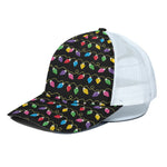 Pixel Christmas Lights Print White Mesh Trucker Cap