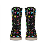 Pixel Christmas Lights Print Winter Boots