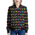 Pixel Christmas Lights Print Women's Bomber Jacket