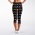 Pixel Christmas Lights Print Women's Capri Leggings