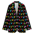 Pixel Christmas Lights Print Women's Cotton Blazer