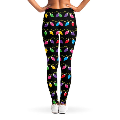Pixel Christmas Lights Print Women's Leggings