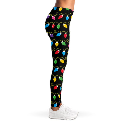 Pixel Christmas Lights Print Women's Leggings