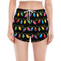 Pixel Christmas Lights Print Women's Split Running Shorts