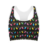Pixel Christmas Lights Print Women's Sports Bra
