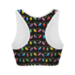 Pixel Christmas Lights Print Women's Sports Bra