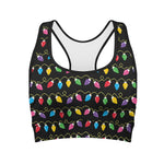 Pixel Christmas Lights Print Women's Sports Bra