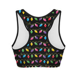 Pixel Christmas Lights Print Women's Sports Bra