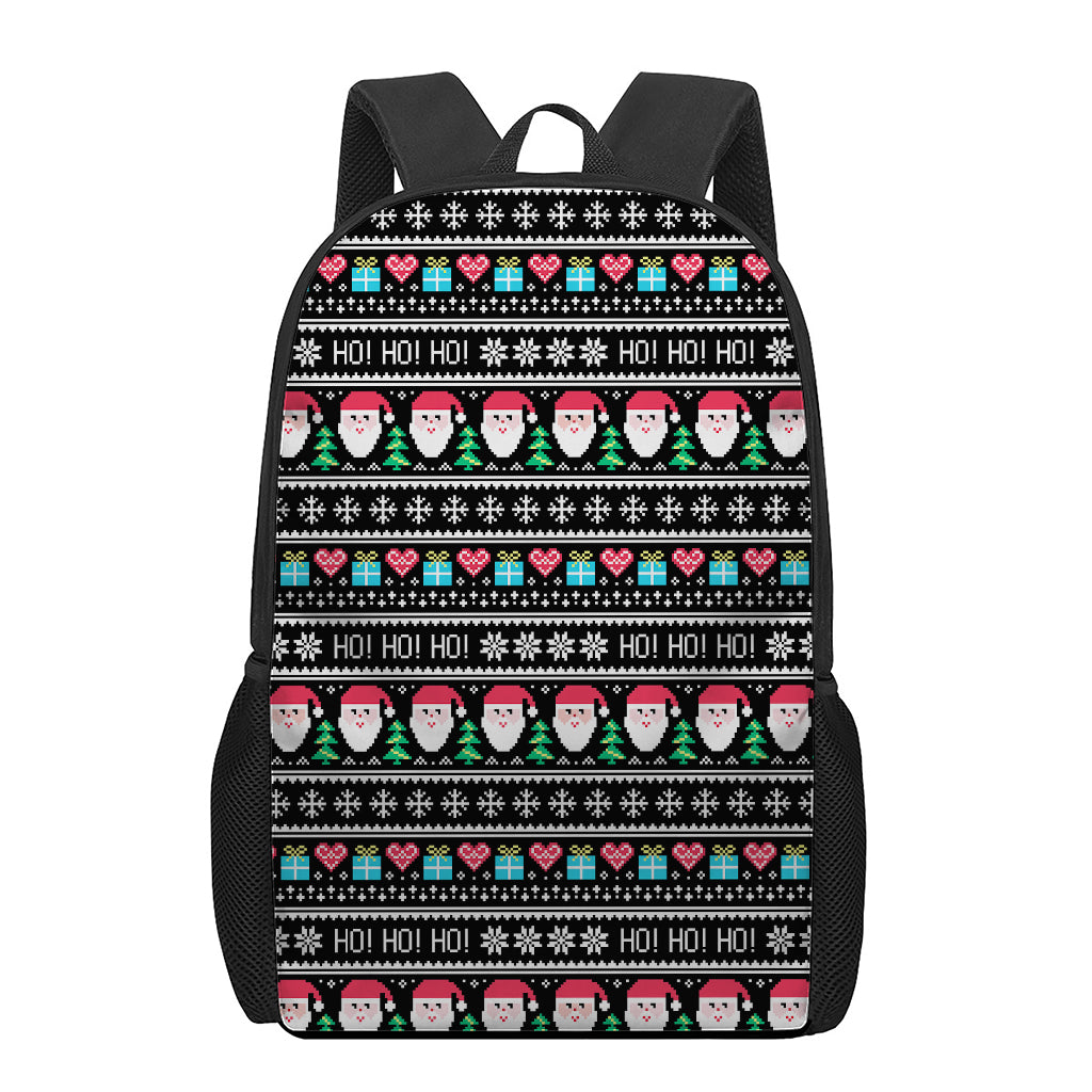 Pixel Christmas Santa Claus Print 17 Inch Backpack