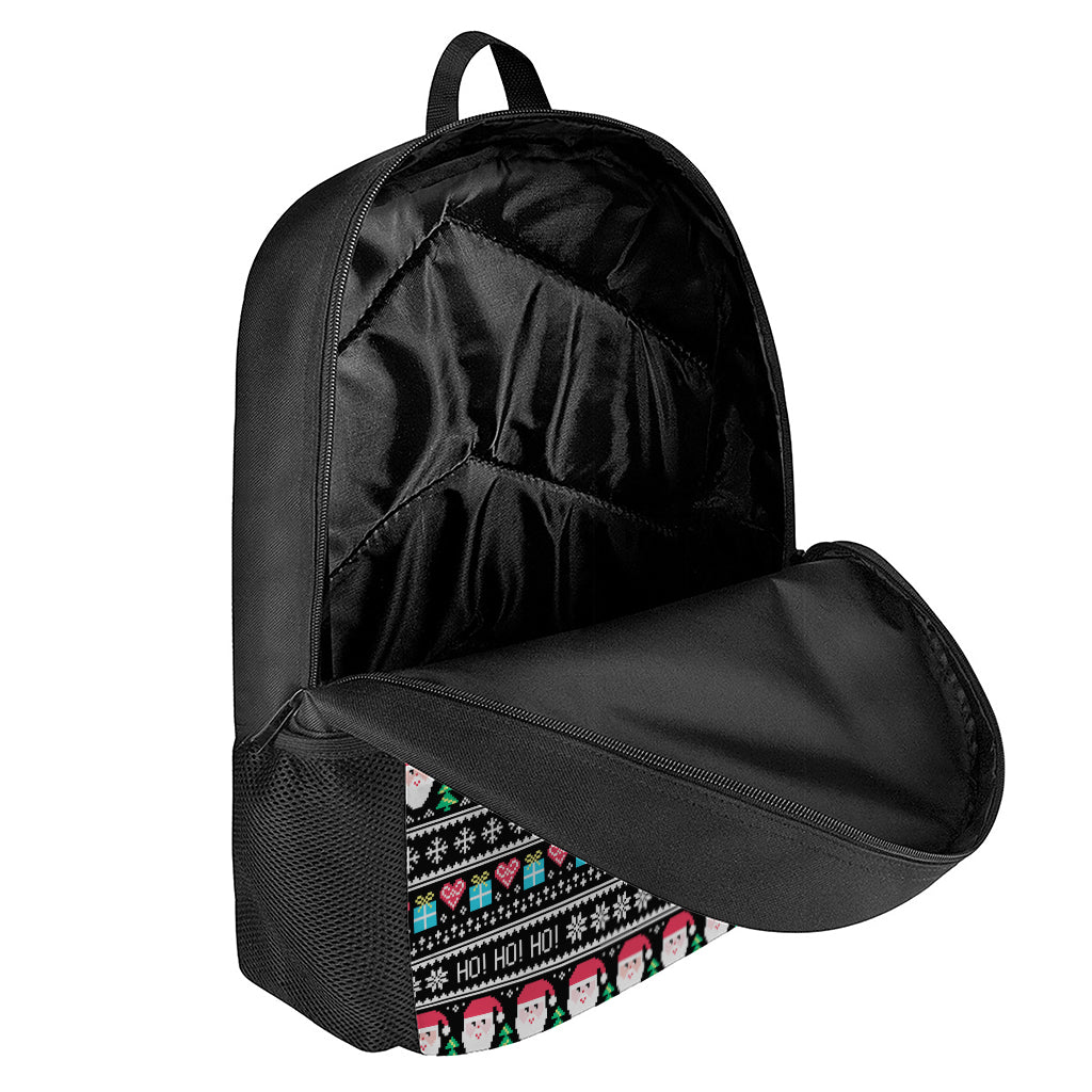 Pixel Christmas Santa Claus Print 17 Inch Backpack