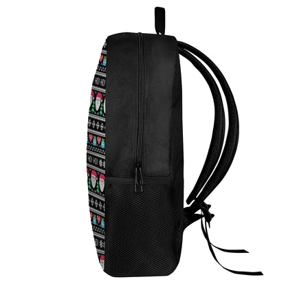 Pixel Christmas Santa Claus Print 17 Inch Backpack