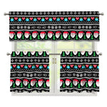Pixel Christmas Santa Claus Print 3 Piece Kitchen Curtains