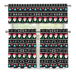 Pixel Christmas Santa Claus Print 3 Piece Kitchen Curtains