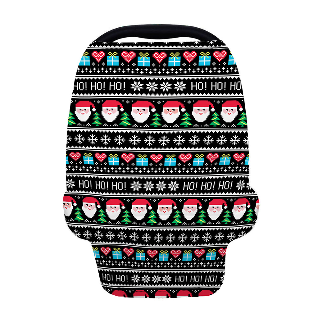Pixel Christmas Santa Claus Print Baby Seat Cover