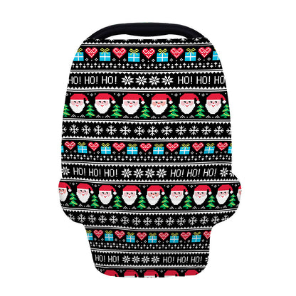 Pixel Christmas Santa Claus Print Baby Seat Cover